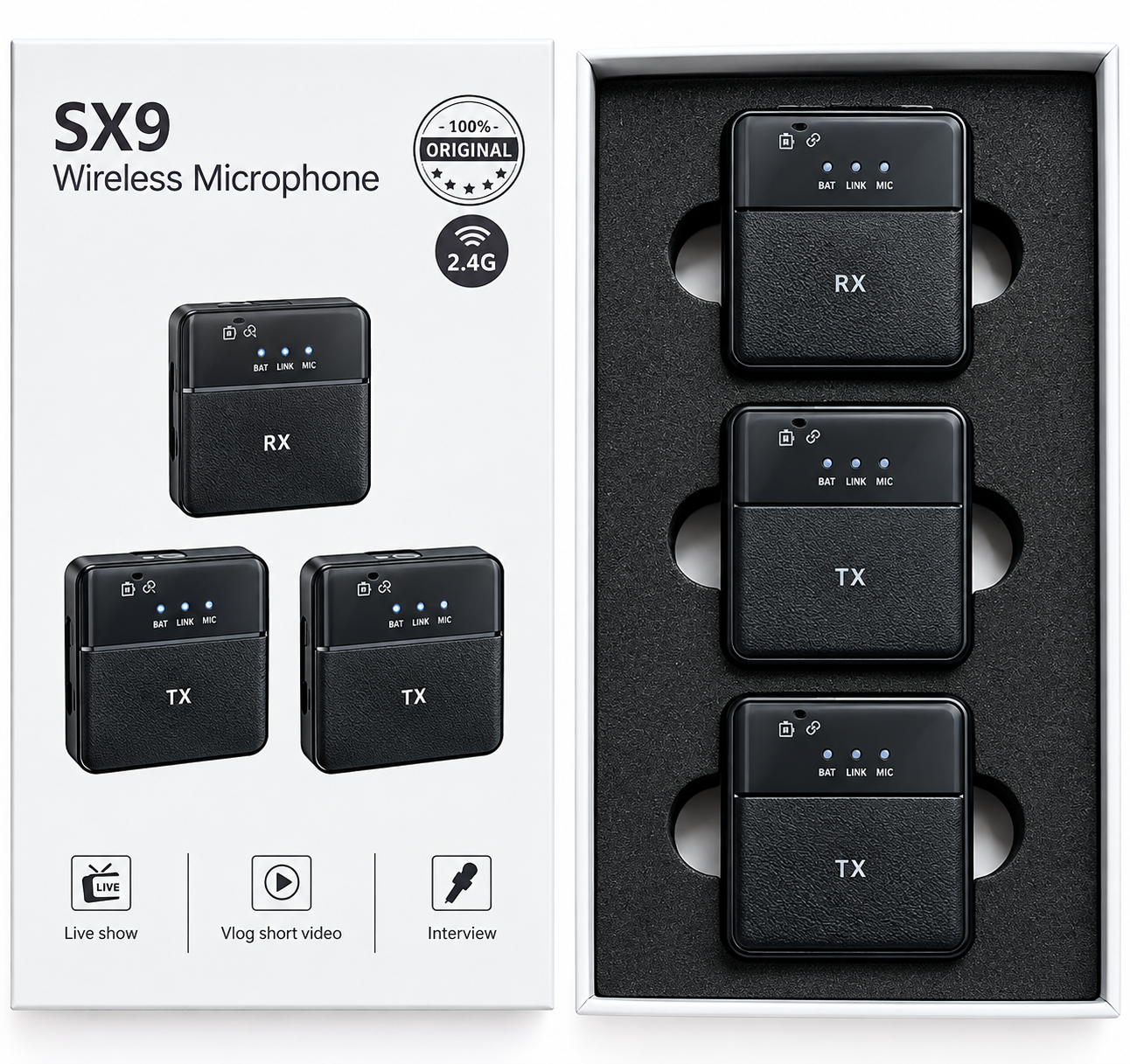 میکروفون 3 میکروفون یقهای بیسیم مدل SX9